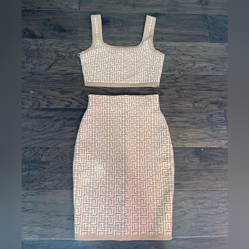 Balmain Monogram Jacquard Skirt & Top